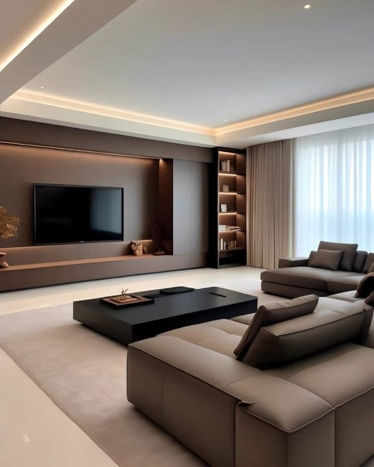 Indicative warm-toned living room interior